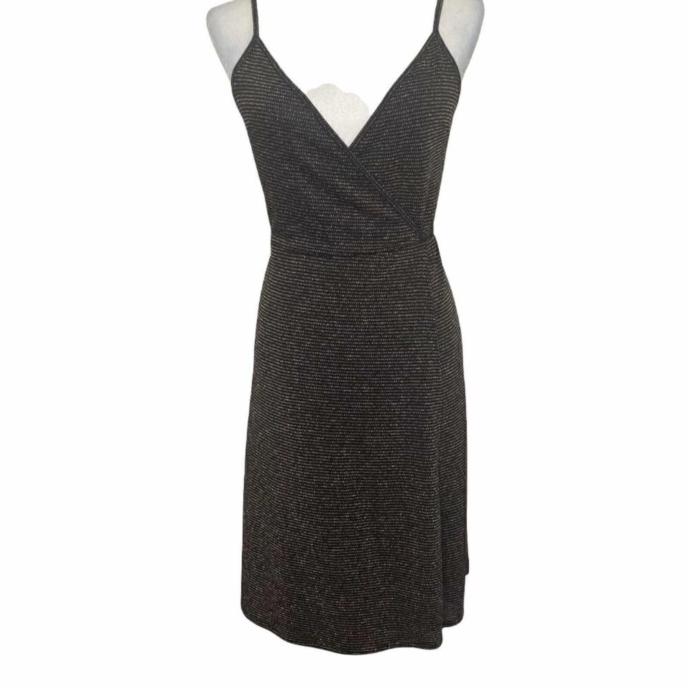 Ten Sixty Sherman Black and Gold Sparkle Wrap Dress Size S NWT